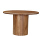48" Brown Solid Wood Pedestal Base Round Top Dining Table