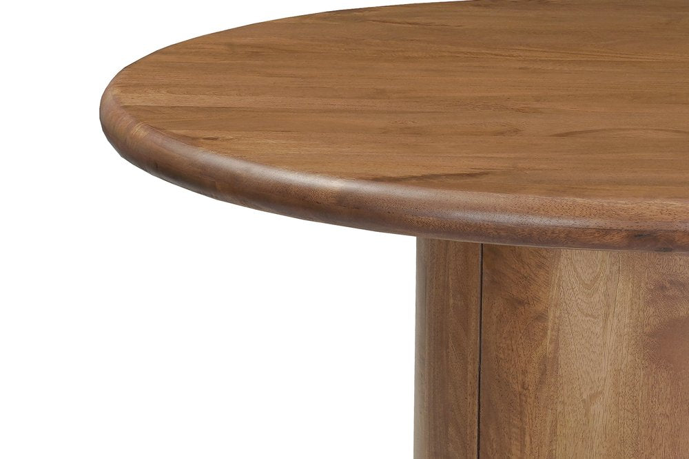 48" Brown Solid Wood Pedestal Base Round Top Dining Table