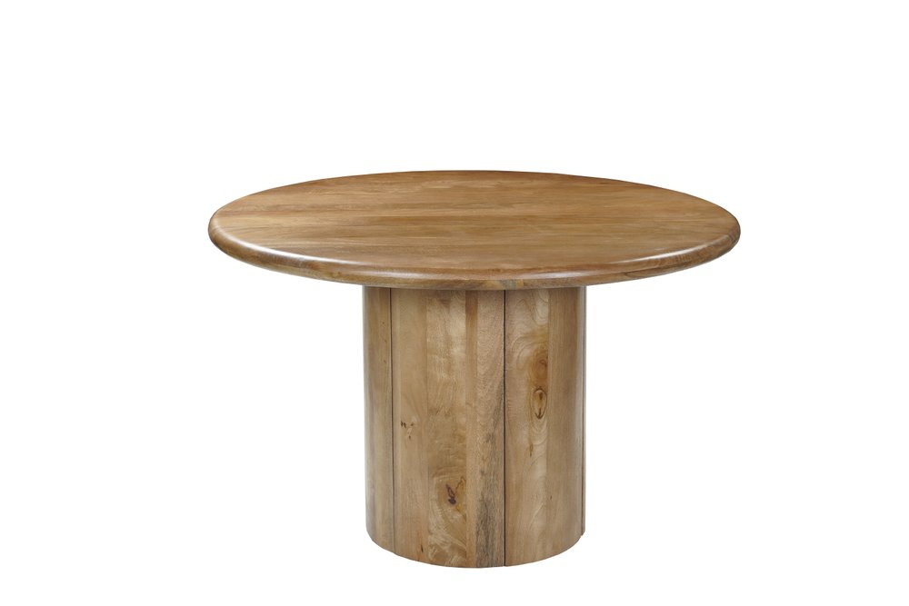 48" Natural Solid Wood Pedestal Base Round Top Dining Table