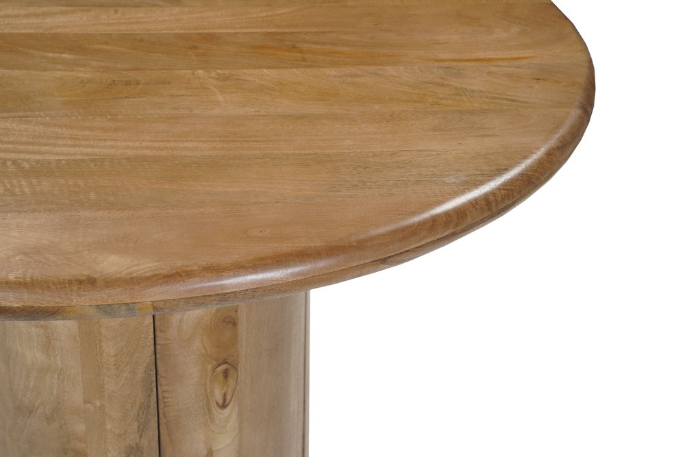 48" Natural Solid Wood Pedestal Base Round Top Dining Table