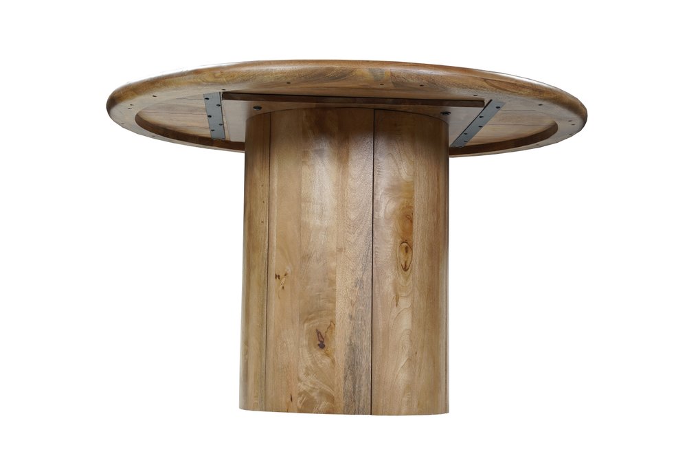 48" Natural Solid Wood Pedestal Base Round Top Dining Table