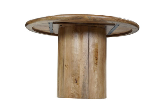 48" Natural Solid Wood Pedestal Base Round Top Dining Table