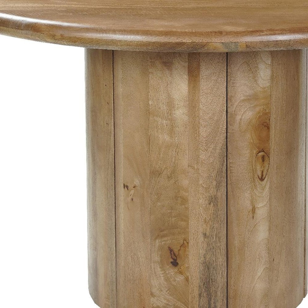 48" Natural Solid Wood Pedestal Base Round Top Dining Table