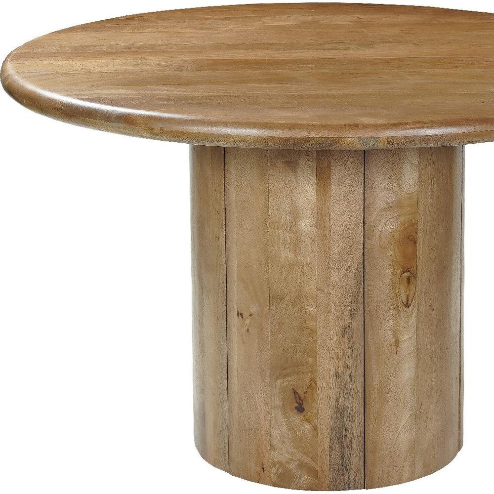 48" Natural Solid Wood Pedestal Base Round Top Dining Table