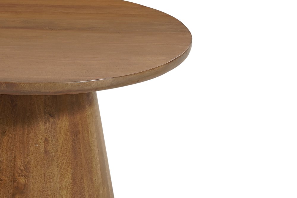 54" Brown Solid Wood Pedestal Base Round Top Dining Table