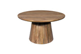 54" Natural Solid Wood Pedestal Base Round Top Dining Table