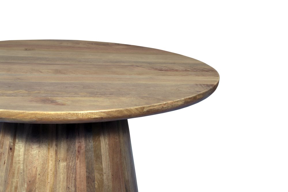 54" Natural Solid Wood Pedestal Base Round Top Dining Table