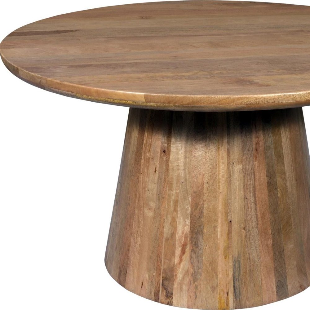 54" Natural Solid Wood Pedestal Base Round Top Dining Table