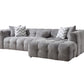 Light Gray Boucle L Shaped Two Piece Sofa and Chaise Sectional With Toss Pillows