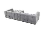 Light Gray Boucle L Shaped Two Piece Sofa and Chaise Sectional With Toss Pillows