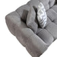 Light Gray Boucle L Shaped Two Piece Sofa and Chaise Sectional With Toss Pillows
