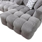 Light Gray Boucle L Shaped Two Piece Sofa and Chaise Sectional With Toss Pillows