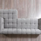 Light Gray Boucle L Shaped Two Piece Sofa and Chaise Sectional With Toss Pillows