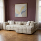 Ivory Boucle L Shaped Two Piece Sofa and Chaise Sectional With Toss Pillows