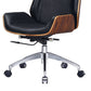 Black Rosewood and Silver Adjustable Height Swivel Rolling Executive Office Chair