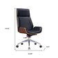Black Rosewood and Silver Adjustable Height Swivel Rolling Executive Office Chair