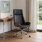Black Rosewood and Silver Adjustable Height Swivel Rolling Executive Office Chair