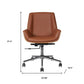 Brown Rosewood and Silver Adjustable Height Swivel Rolling Conference Office Chair