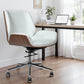White Silver and Walnut Adjustable Height Swivel Rolling Conference Office Chair
