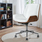 White Silver and Walnut Adjustable Height Swivel Rolling Conference Office Chair