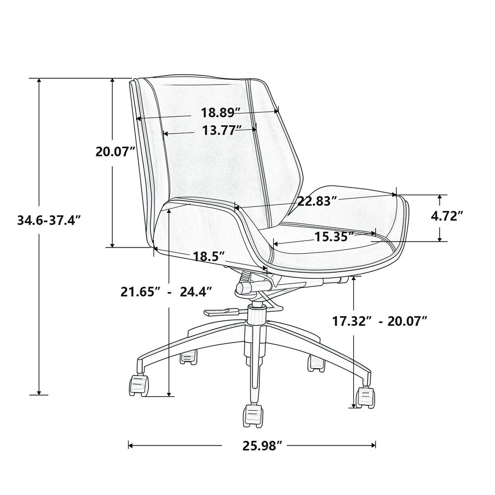 White Silver and Walnut Adjustable Height Swivel Rolling Conference Office Chair