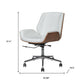 White Silver and Walnut Adjustable Height Swivel Rolling Conference Office Chair
