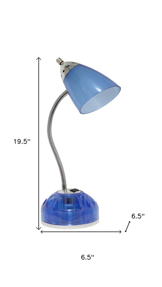 20" Blue Table Lamp With Cone Shade