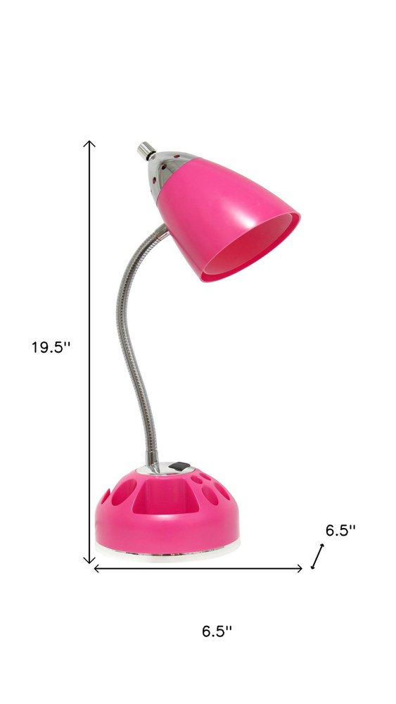 20" Pink Table Lamp With Cone Shade