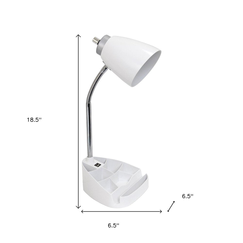 19" White USB Table Lamp