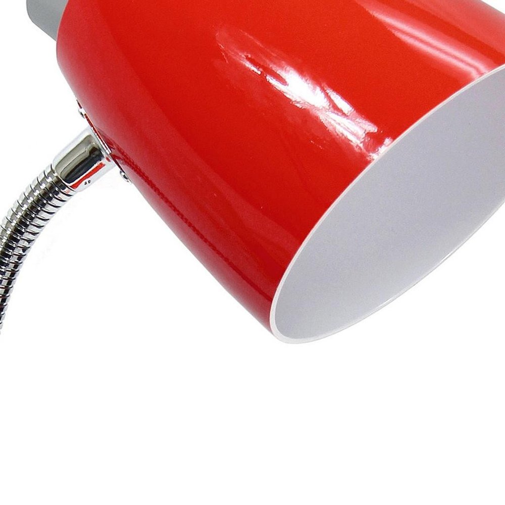19" Red Table Lamp With Cone Shade