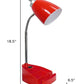19" Red Table Lamp With Cone Shade