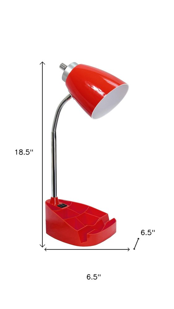 19" Red Table Lamp With Cone Shade