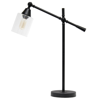28" Black Metal Table Lamp With Clear Cylinder Shade