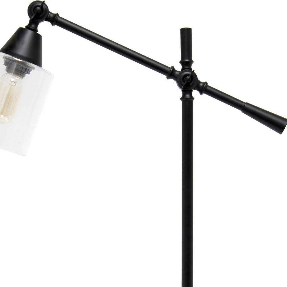28" Black Metal Table Lamp With Clear Cylinder Shade