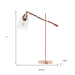 28" Rose Gold Metal Table Lamp With Clear Cylinder Shade