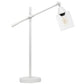 28" White Metal Table Lamp With Clear Cylinder Shade