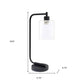 19" Black Iron Lantern Table Lamp LED With Clear Cylinder Shade