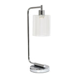 19" Silver Iron Lantern Table Lamp LED With Clear Cylinder Shade