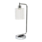 19" Silver Iron Lantern Table Lamp LED With Clear Cylinder Shade