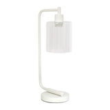19" White Iron Lantern Table Lamp LED With Clear Cylinder Shade