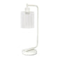 19" White Iron Lantern Table Lamp LED With Clear Cylinder Shade