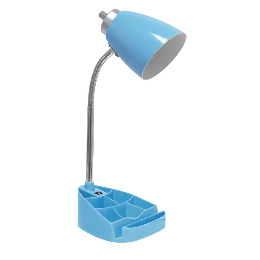 19" Blue Swing Arm USB Table Lamp