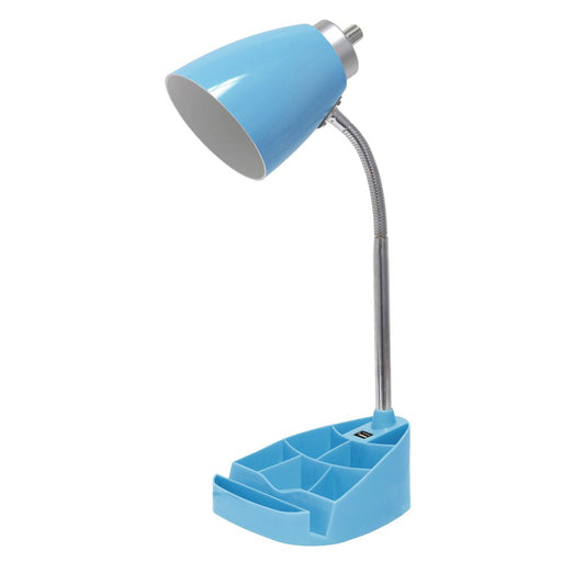 19" Blue Swing Arm USB Table Lamp
