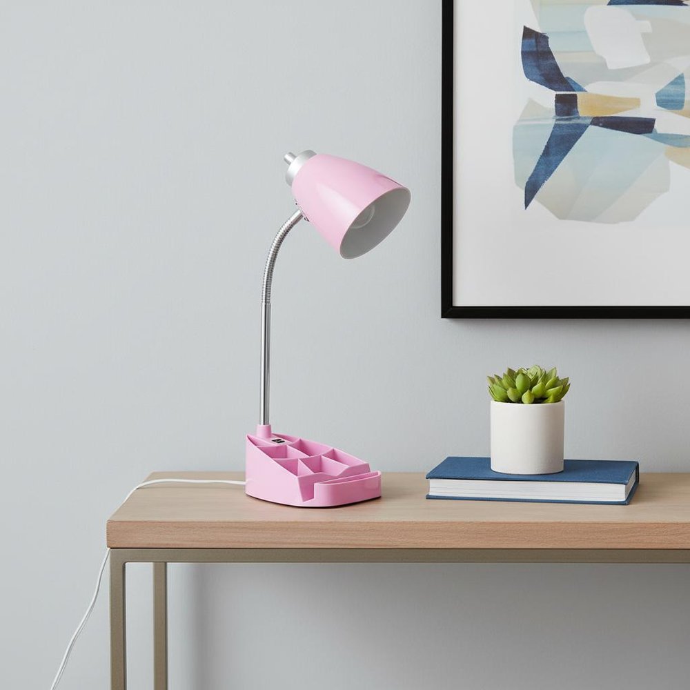 19" Pink Swing Arm USB Table Lamp