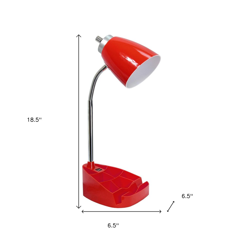 19" Red Swing Arm USB Table Lamp