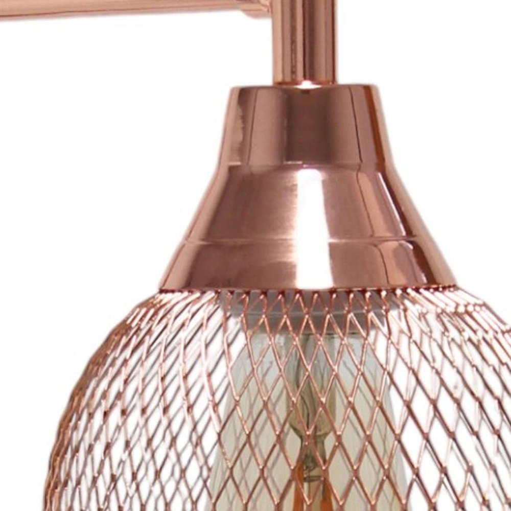 19" Rose Gold Metal Lantern Table Lamp With Rose Gold Globe Shade
