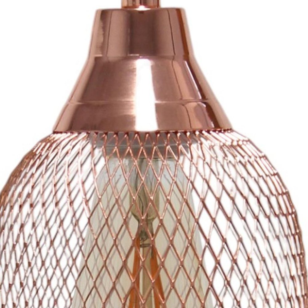19" Rose Gold Metal Lantern Table Lamp With Rose Gold Globe Shade