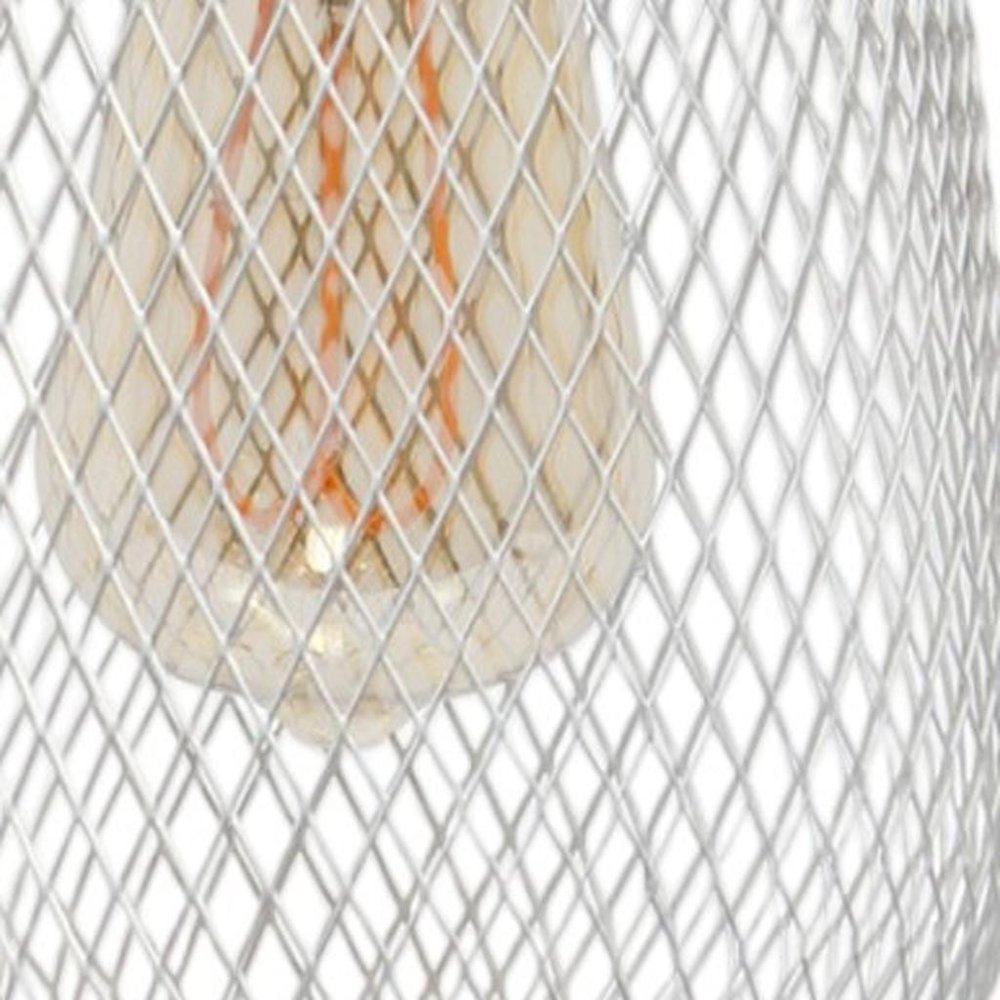 19" White Metal Lantern Table Lamp With White Globe Shade