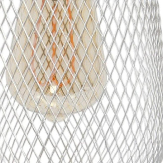 19" White Metal Lantern Table Lamp With White Globe Shade