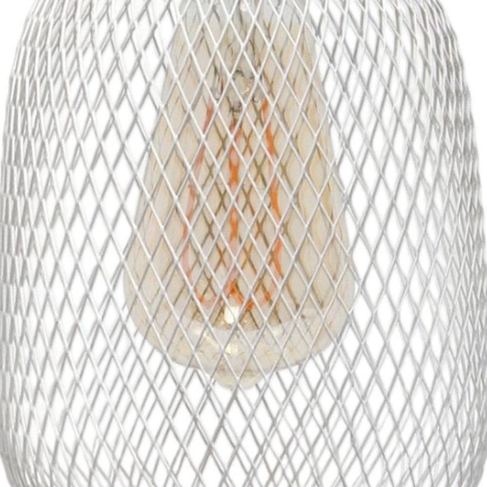 19" White Metal Lantern Table Lamp With White Globe Shade